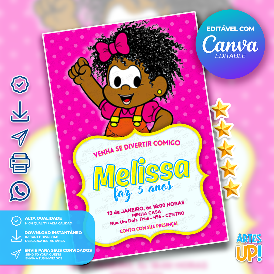 Convite Aniversário Milena Turma da Mônica 1