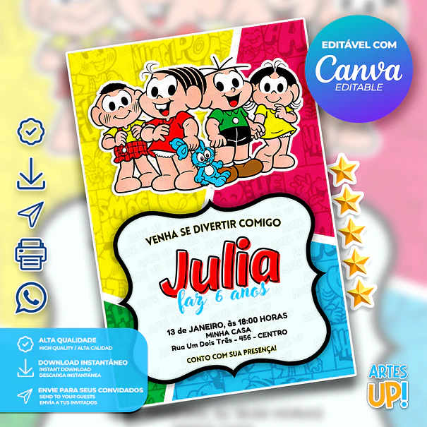 Convite Aniversário Turma da Mônica 1