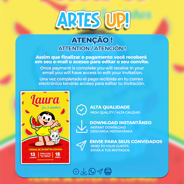 Convite Aniversário Magali Melancia 2