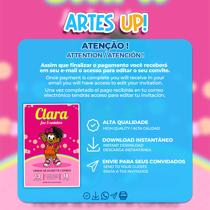 Convite Aniversário Milena Turma da Mônica 2