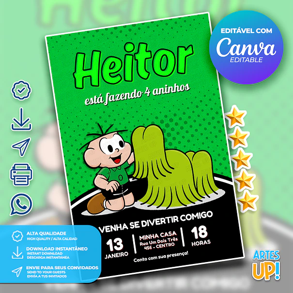 Convite Aniversário Cebolinha 1