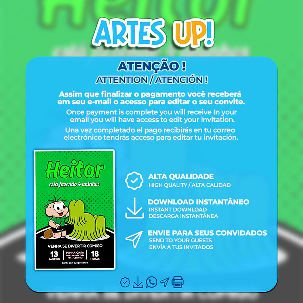 Convite Aniversário Cebolinha 2
