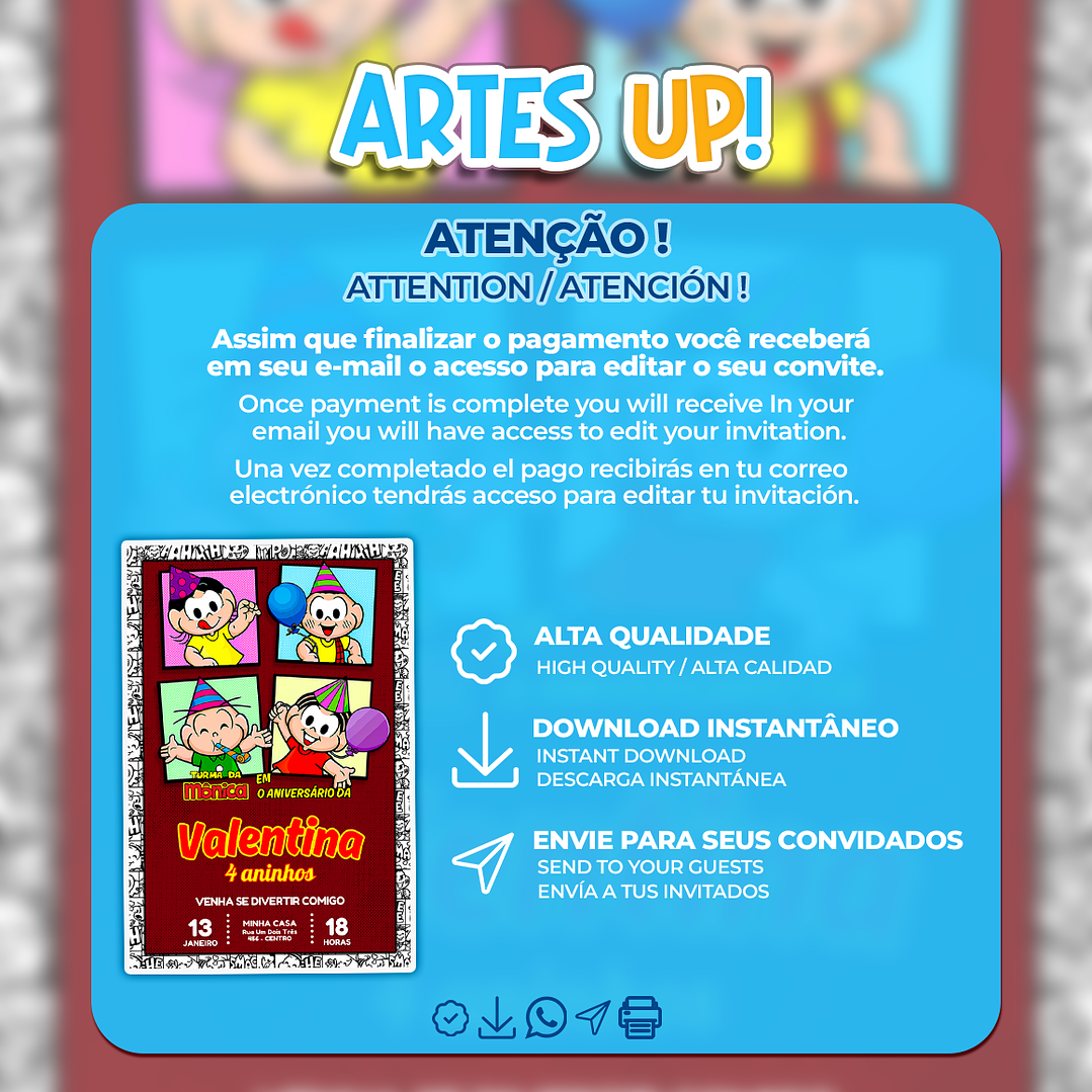 Convite Aniversário Turma da Mônica 2