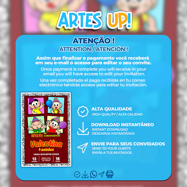 Convite Aniversário Turma da Mônica 2
