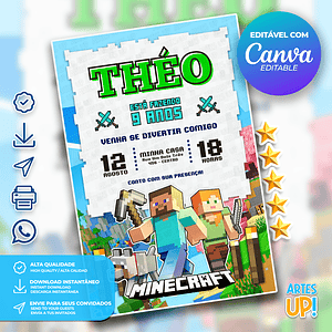 Invitación de cumpleaños de Minecraft