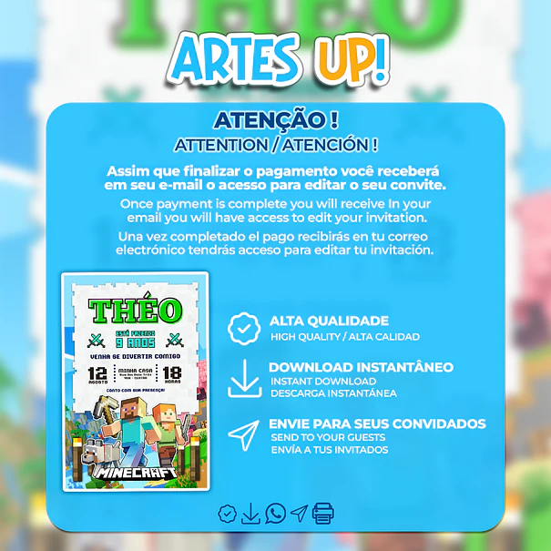 Convite Aniversário Minecraft 2