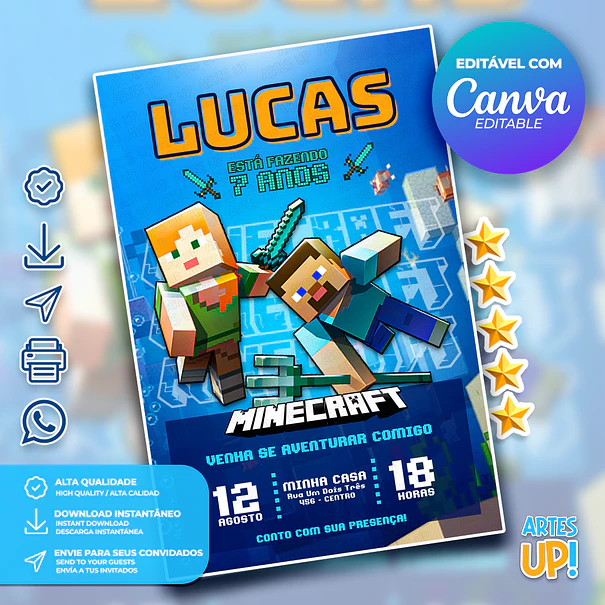 Convite Aniversário Minecraft 1