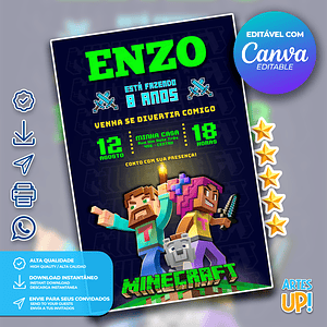 Invitación de cumpleaños de Minecraft
