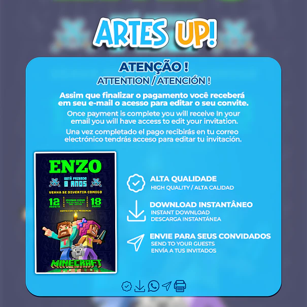Minecraft Birthday Invitation 2