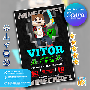 Invitación de cumpleaños de Minecraft
