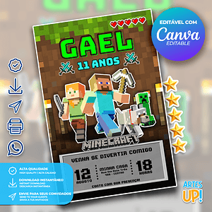 Invitación de cumpleaños de Minecraft