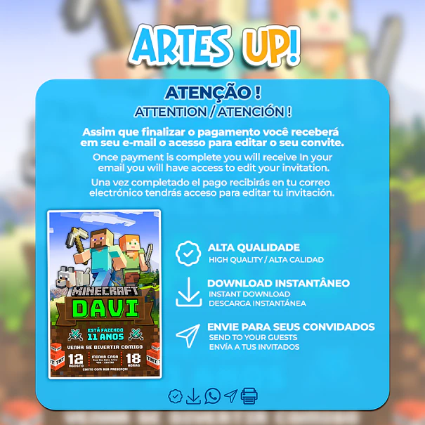 Invitación de cumpleaños de Minecraft 2
