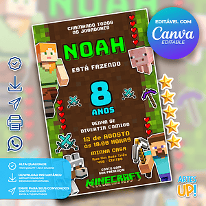 Invitación de cumpleaños de Minecraft