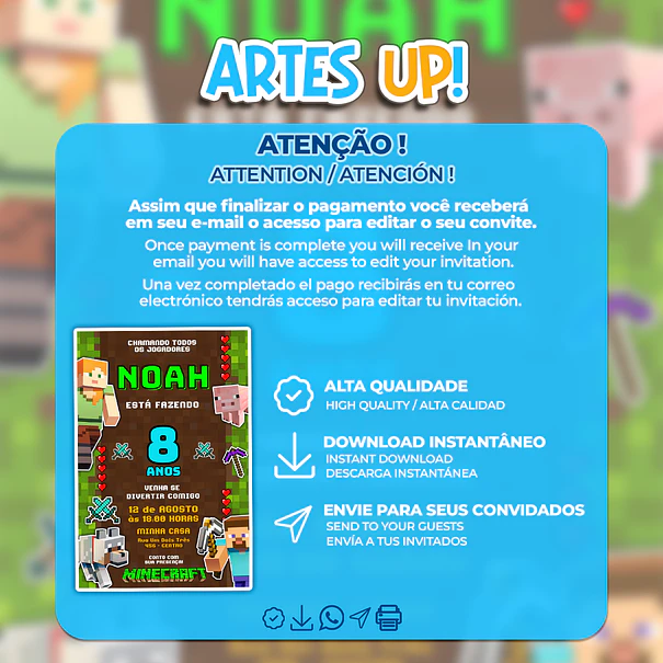 Minecraft Birthday Invitation 2