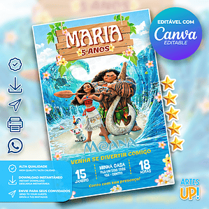 Convite Aniversário Moana