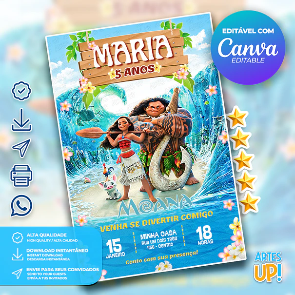 Moana Birthday Invitation 1