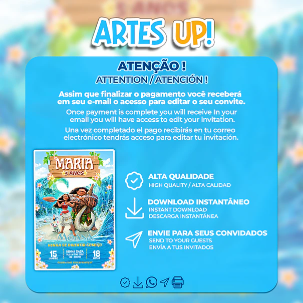 Moana Birthday Invitation 2