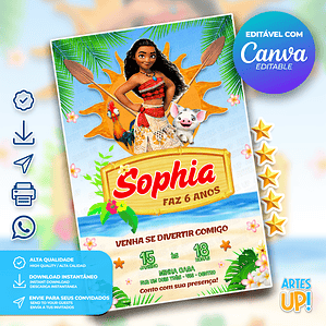 Convite Aniversário Moana
