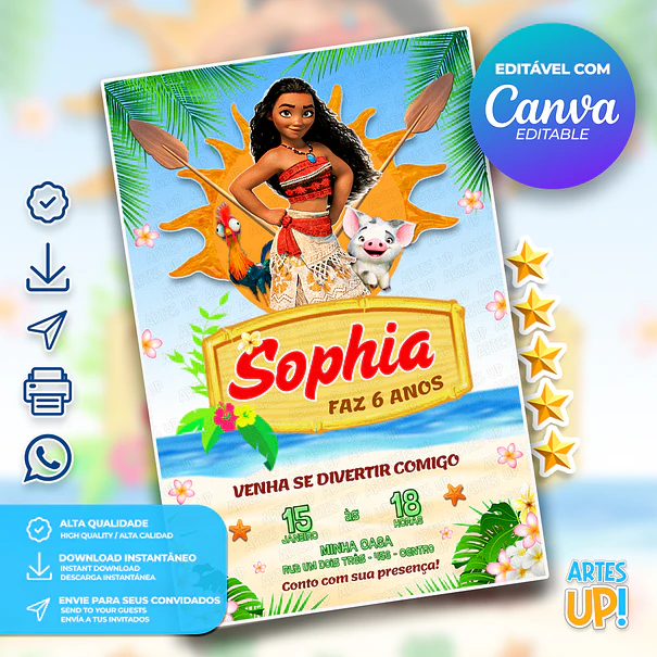Moana Birthday Invitation 1