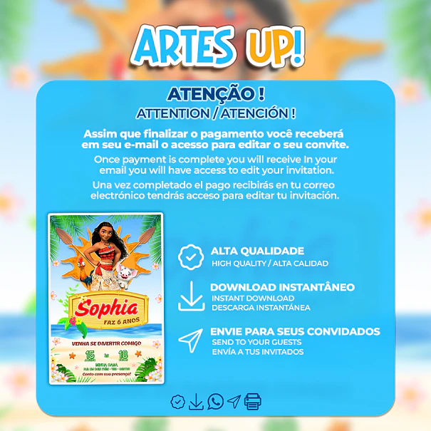 Moana Birthday Invitation 2