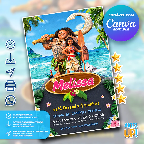 Invitación de cumpleaños de Moana 1
