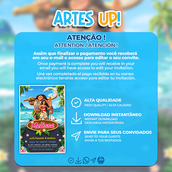 Invitación de cumpleaños de Moana 2