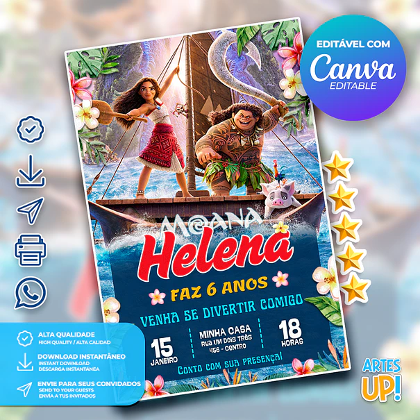 Invitación de cumpleaños de Moana 1