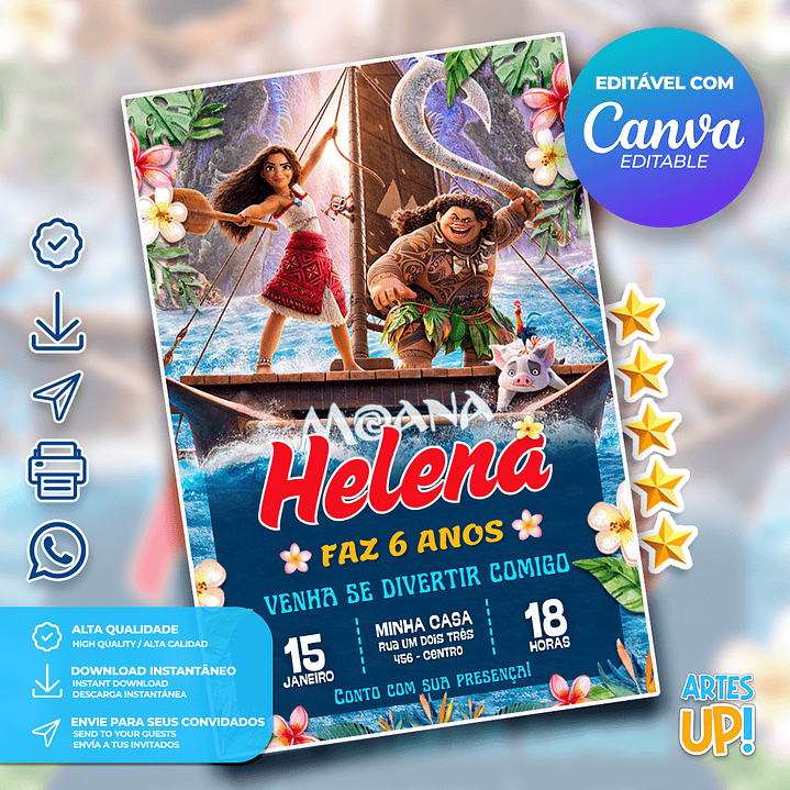 Convite Aniversário Moana 1