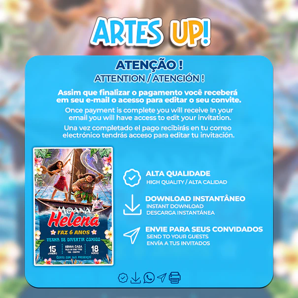 Invitación de cumpleaños de Moana 2