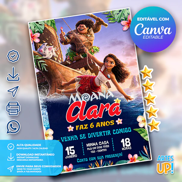 Convite Aniversário Moana 1
