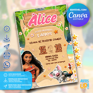 Convite Aniversário Moana