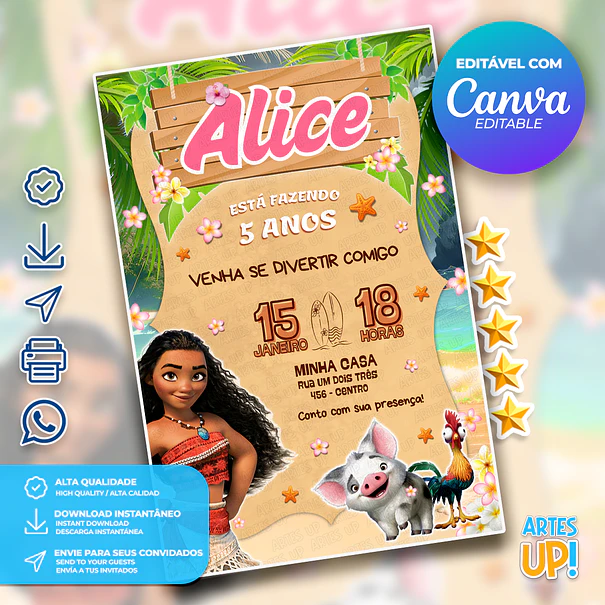 Moana Birthday Invitation 1