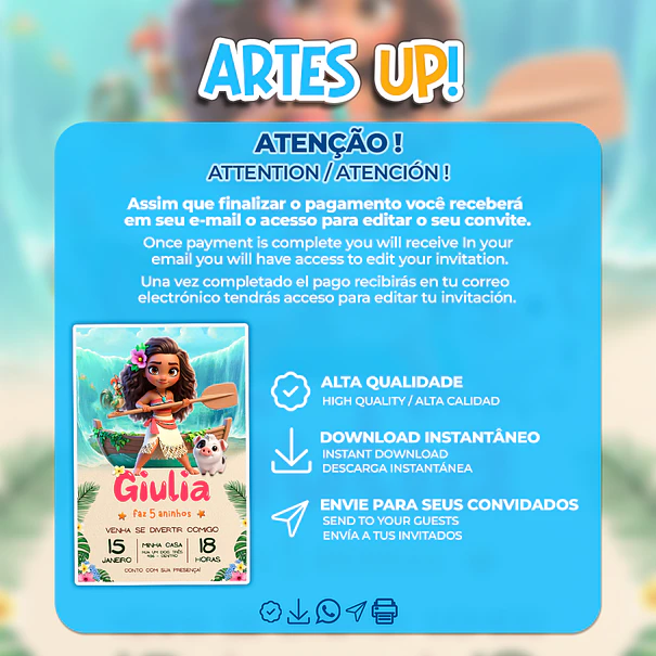 Moana Birthday Invitation 2