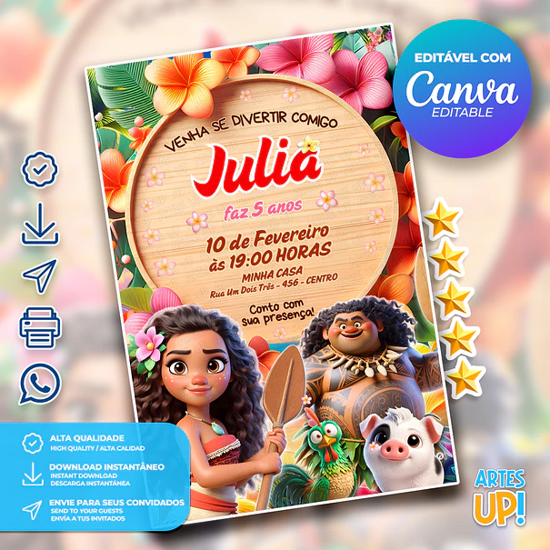 Invitación de cumpleaños de Moana 1