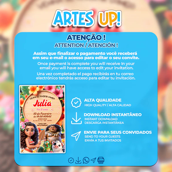 Invitación de cumpleaños de Moana 2