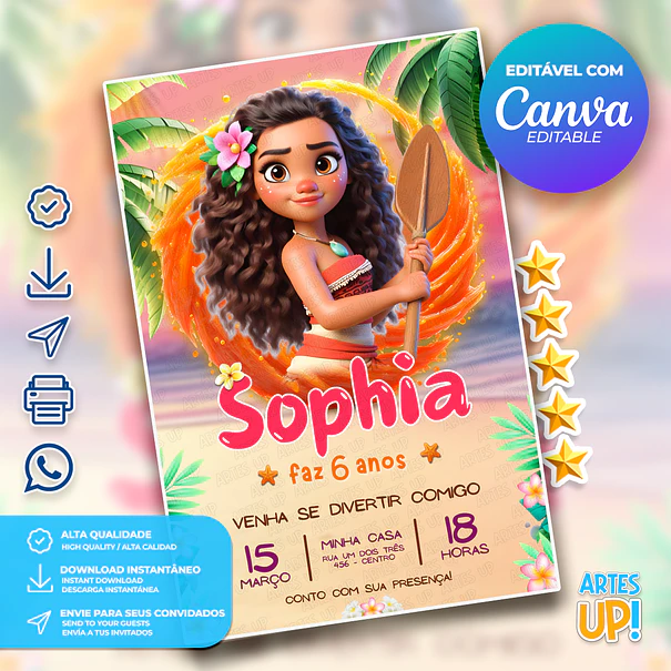 Convite Aniversário Moana 1