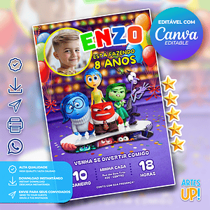 Invitación de cumpleaños Intensa Mente con foto