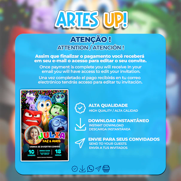 Inside Out Birthday Invitation with photo 2