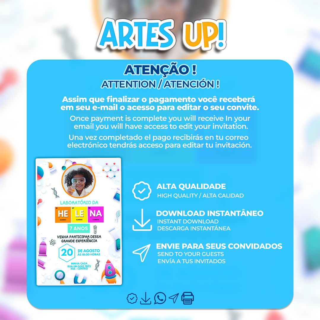 Convite Aniversário Laboratório com foto 2