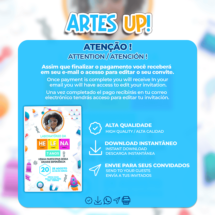 Convite Aniversário Laboratório com foto 2