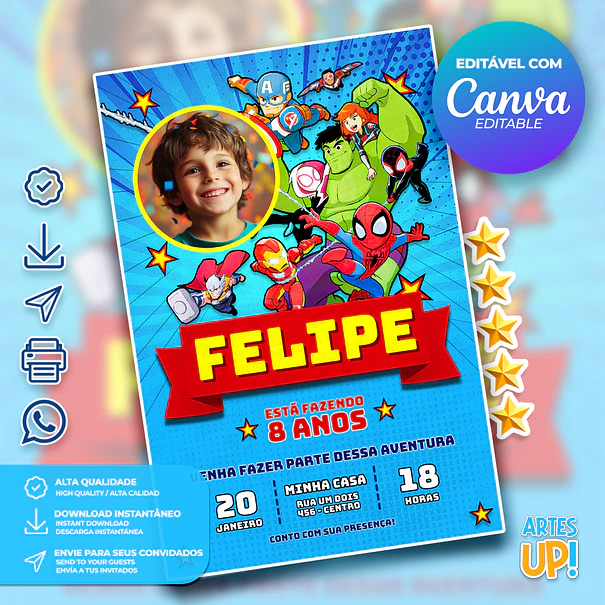 Marvel Super Hero Adventures Birthday Invitation with photo 1