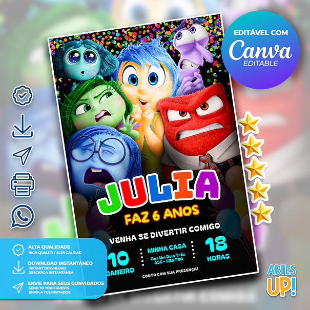 Inside Out Birthday Invitation 1
