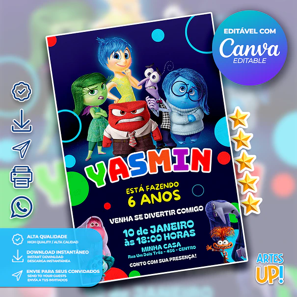 Invitación de cumpleaños de Inside Out 1