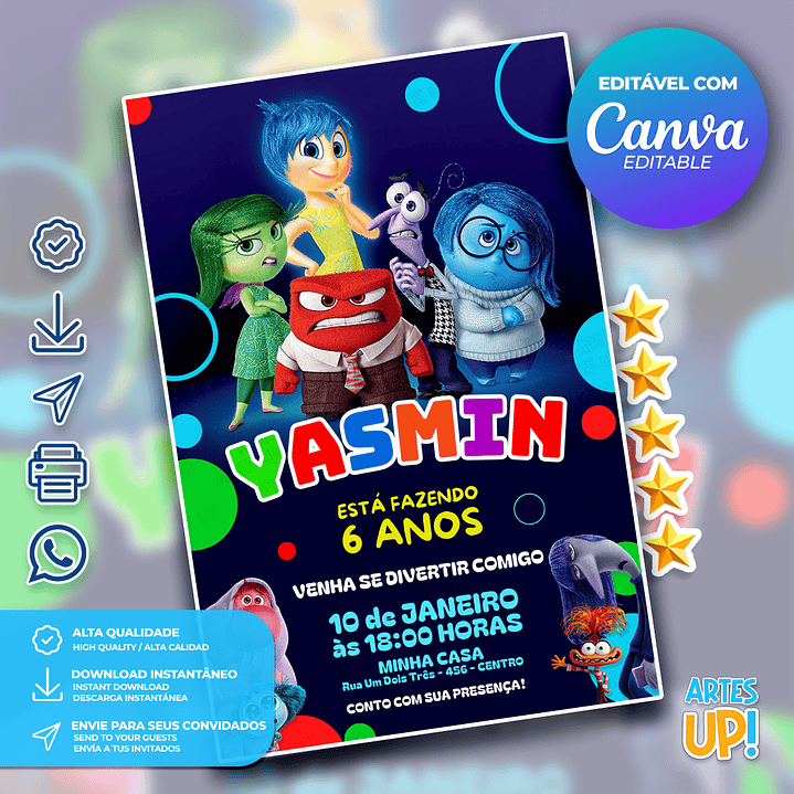 Convite Aniversário Divertida Mente 1