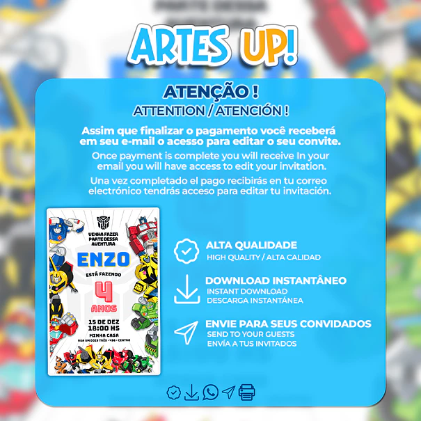 Convite Aniversário Transformers 2