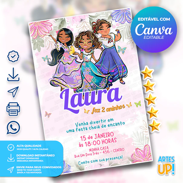 Encanto Watercolor Floral Birthday Invitation 1