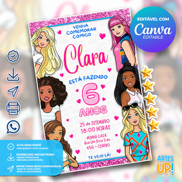 Invitación de cumpleaños de Barbie 1