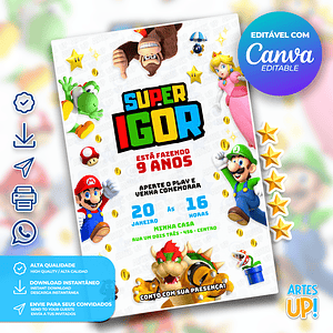 Invitación de cumpleaños de Super Mario Bros