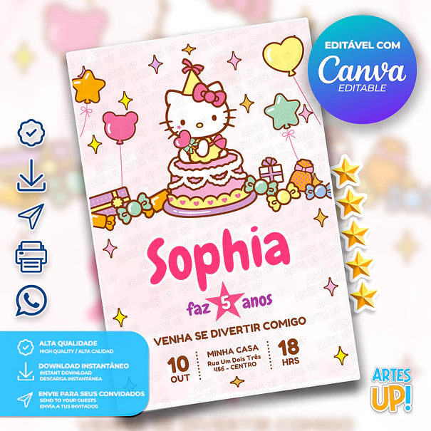 Convite Aniversário Hello Kitty 1