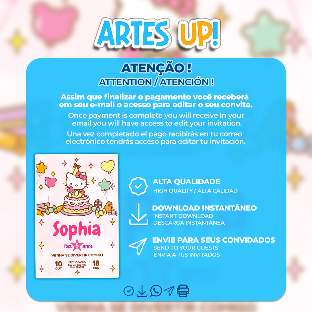 Convite Aniversário Hello Kitty 2